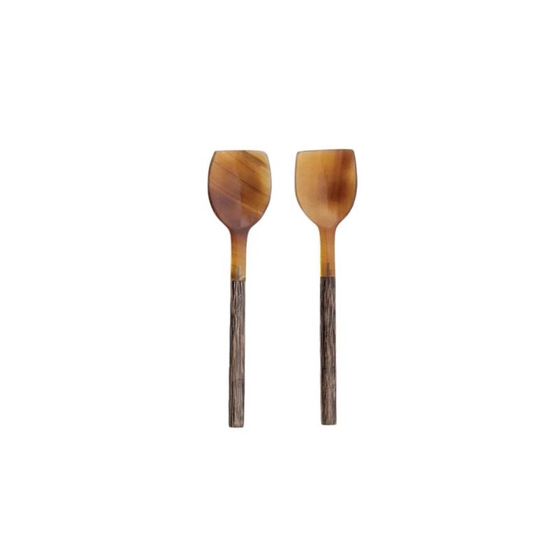 NATURAL HORN SPOON WITH WOOD HANDLE SERVING SPOONS