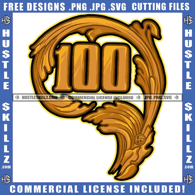 100 Classic Vintage Sport Jersey Uniform Numbers In Golden Outline Design Element Golden Color Number SVG JPG PNG Vector Clipart Cricut Cutting Files