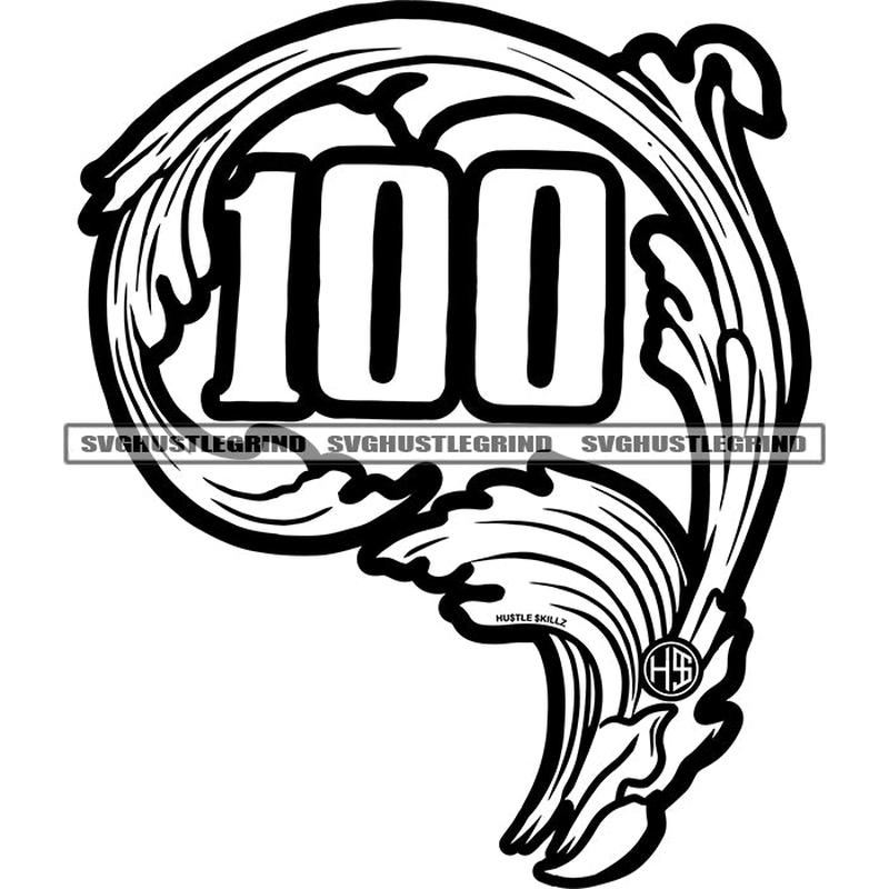 100 Classic Vintage Sport Jersey Uniform Numbers In Golden Outline Design Element Golden Color Number Vector Black And White Color BW SVG PNG JPG Vector Cutting Cricut Files