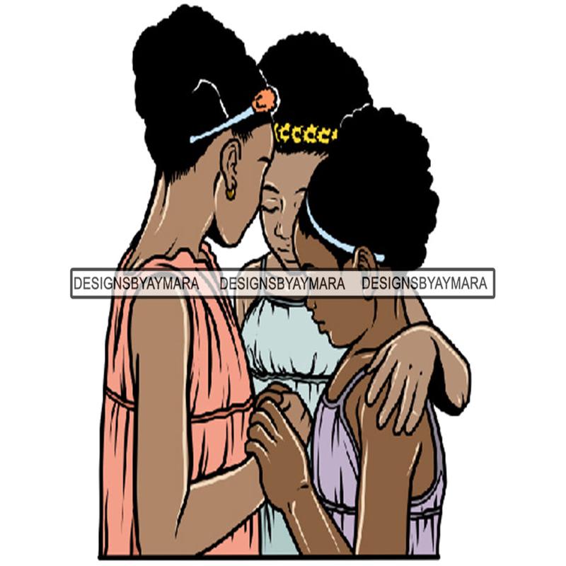 African Girls Praying God PNG File For Print