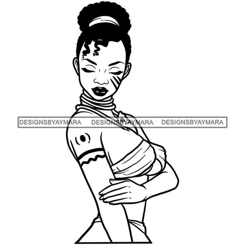 African Goddess Afro Woman Melanin Morena Bella Big Afro Puff Kinky Hair Designs For T-Shirt and Other Products SVG PNG JPG Cutting Files For Silhouette Cricut and More!