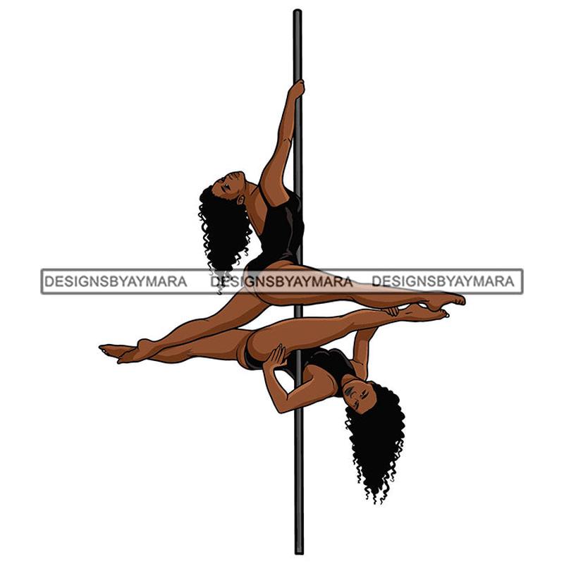 Exotic Dancer Pole Dancer Exercise Fitness Melanin Woman Dancing Partner Sexy Woman SVG PNG JPG Cut Files For Silhouette Cricut and More!
