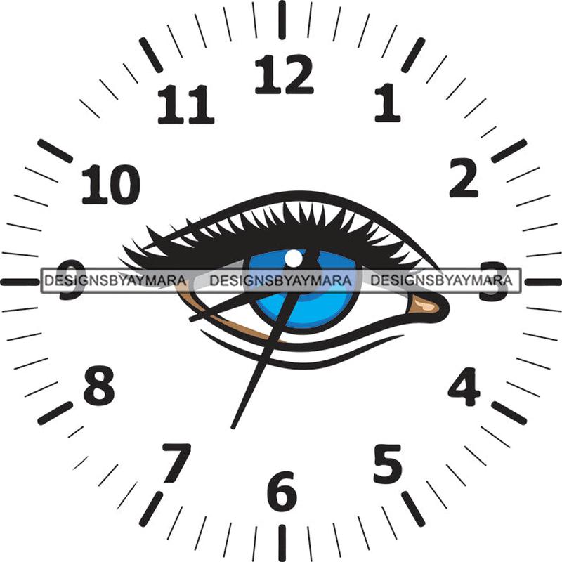 Eye Clock Time Minutes Hour Deadline Alarm Circle SVG PNG JPG Cut Files For Silhouette Cricut and More!