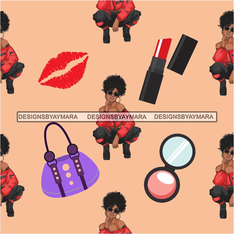 Fashion Lady Seamless Pattern Abstract Decorative Background Vector Designs SVG Files For Cutting and More!