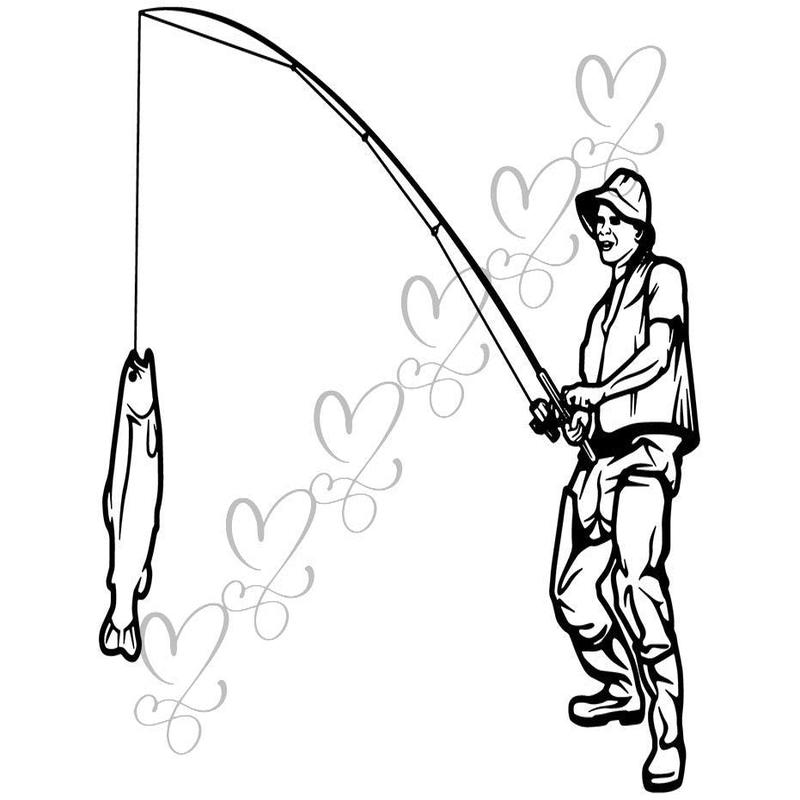 Fishing Fish Catch Hook Bass Angling Hobby Sports Gear Line Reel   .SVG .EPS .PNG Vector Clipart Digital Download Circuit Cut Cutting