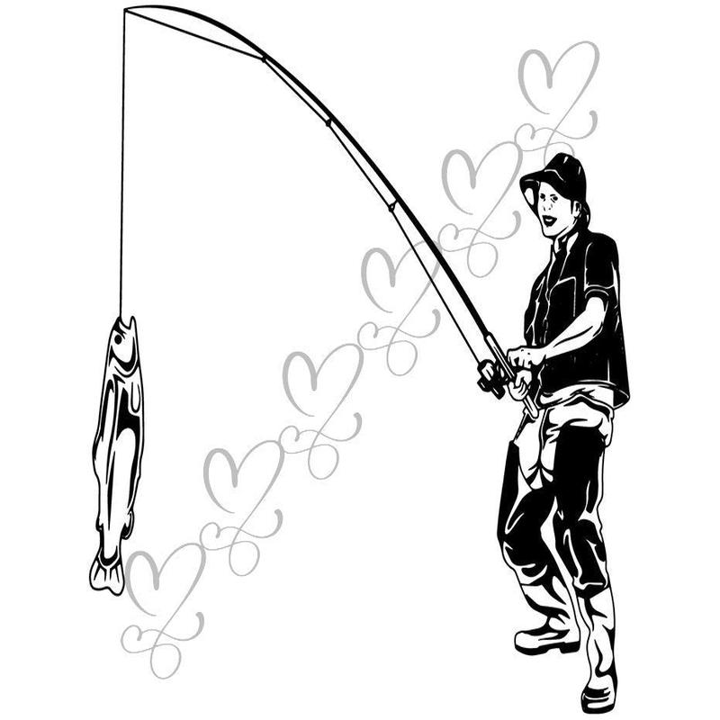 Fishing Fisherman Catch Hook Bass Angling Hobby Sports Gear Line Reel .SVG .EPS .PNG Vector Clipart Digital Download Circuit Cut Cutting