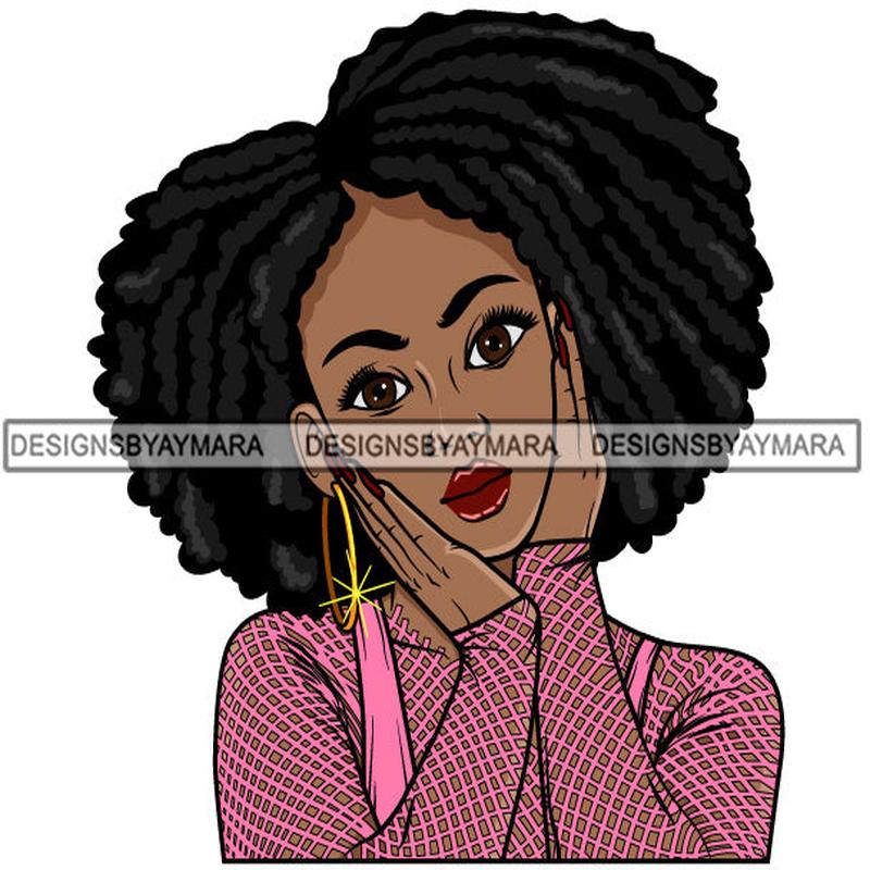 Afro Attractive Cute Lola Adorable Urban Hipster Girl Big Eyes Boss Lady Nubian Queen Melanin SVG Cutting Files For Silhouette Cricut and More