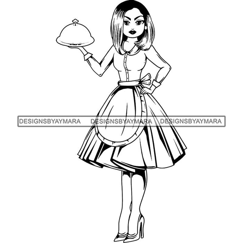Afro Chef Lola Cooker Cooking Culinary Profession .SVG Clipart Vector Cutting Files For Circuit Silhouette Cricut and More!