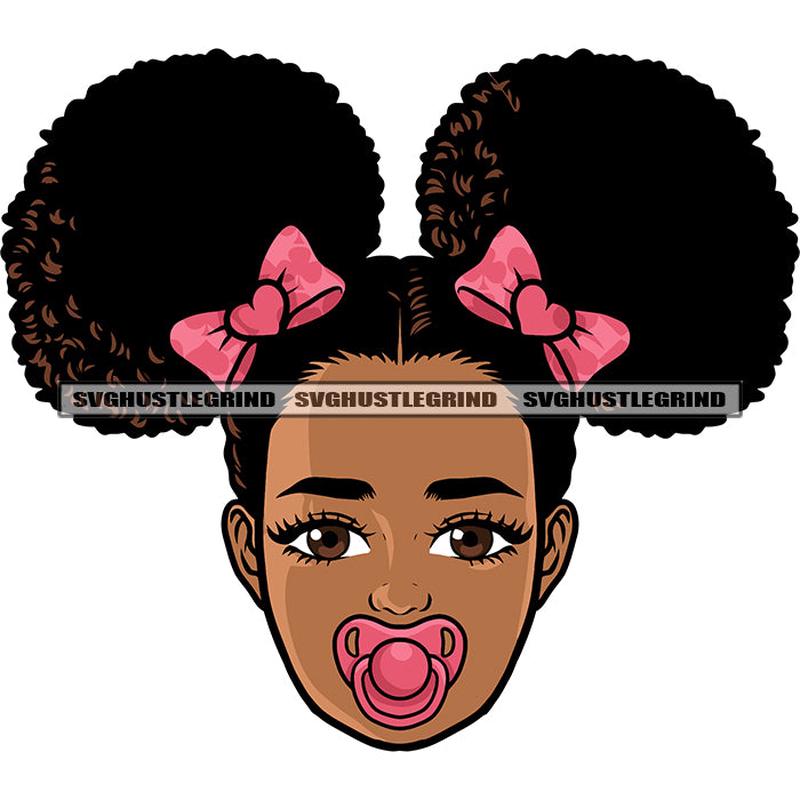 Afro Cute Baby Girl Curly Hairstyle Smile Face Color Design Element White Background Wearing T-shirt Afro Hair Style Vector SVG JPG PNG Vector Clipart Cricut Silhouette Cut Cutting