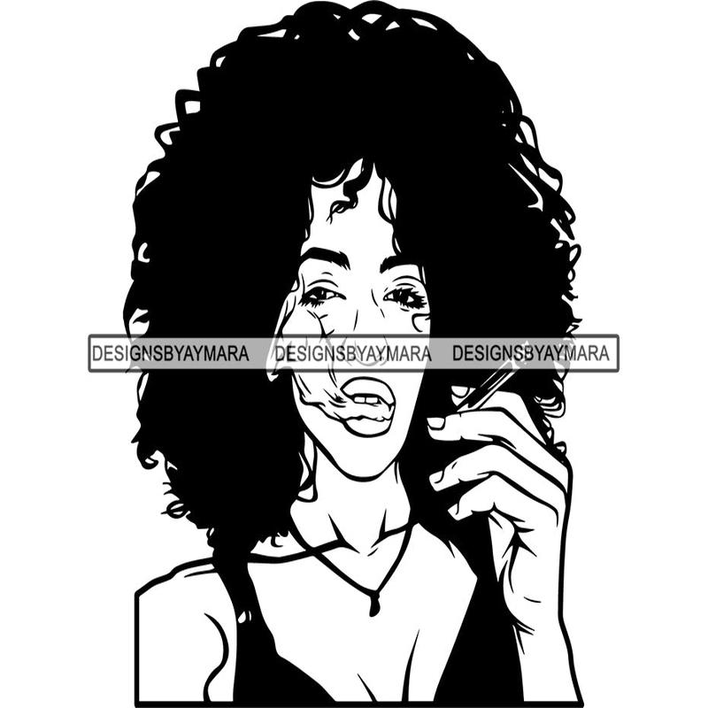 Afro Sensation Freedom Black Woman SVG African American Ethnicity Smoking Smoke Smoker Weed Cannabis Marijuana Blunt Join 420 High Life Woman Power Fashion Confidence Afro Puffy Hairstyle Beauty Salon