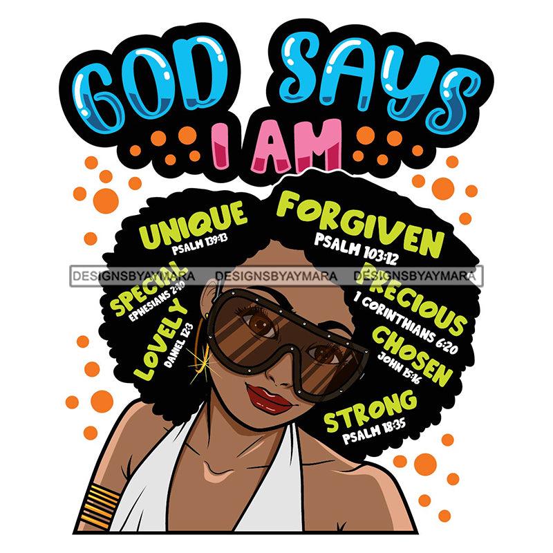 Afro Woman Hair Religious Quotes Bible Verses Thankful Jesus Christ Illustration SVG JPG PNG Vector Clipart Cricut Silhouette Cut Cutting