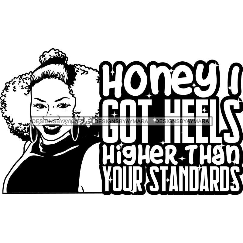 Afro Woman Mature Portrait Life Quotes Nubian Classy Flawless Pigtails Hairstyle B/W SVG JPG PNG Designs Cricut Silhouette Cut Cuttings